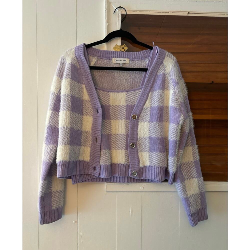 Checkered Cardigan & Tank Set